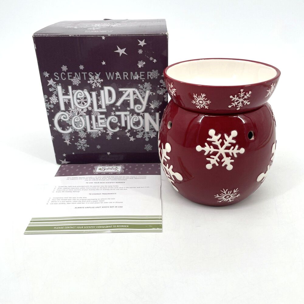 SCENTSY Red Snowflake Full Size Wax Warmer 2008 Holiday Collection Retired NEW